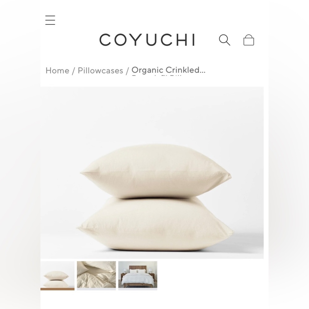 Coyuchi Organic Percale King Pillowcase Set of Four natural undyed - Picture 6 of 7
